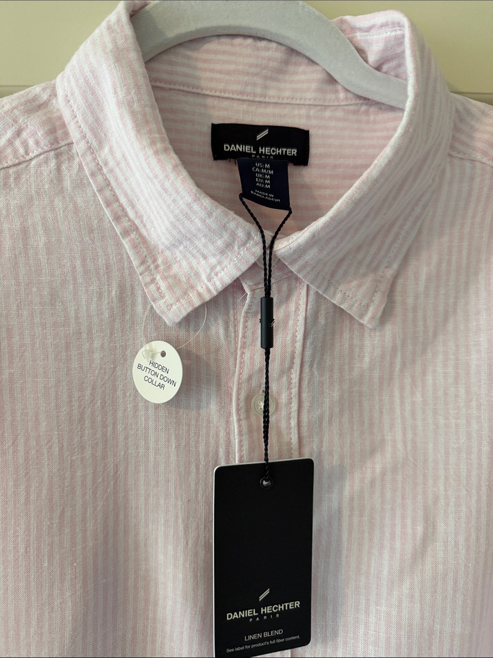 NWT Daniel Hechter Men’s Light Pink Stripe Button-Down Shirt size medium M